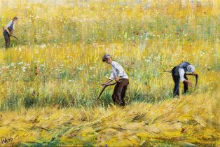 Kenneth Webb FRSA (b.1927) Working the Fields Oil on canvas, 41 x 61cm (16 x 24") Signed