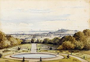 Consalvo Carelli (1818 - 1900) A View of the formal gardens at Powerscourt from the
