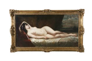 GEORG PAPPERITZ (GERMAN 1846 - 1918) Female Nude Reclining Oil on canvas, 163 x 84.5cm Signed