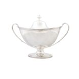 A SILVER GEORGE III STYLE HELMET SHAPED SOUP TUREEN AND COVER Sheffield, 1906,