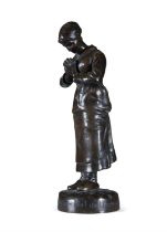 ALEXANDRE VIBERT (1847-1909) A bronze figure praying, from a painting by MILLET 'The