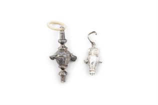 A VICTORIAN SILVER CHILDS RATTLE Birmingham, c.1851, mark of Crisford & Norris,