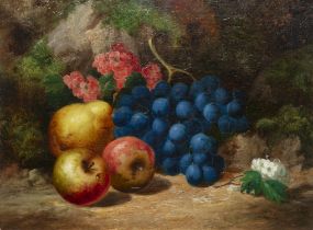 CHARLES THOMAS BALE (1849-1925) 'Still Life, Fruit and Flowers on a Mossy Bank' Oil on canvas, 30.