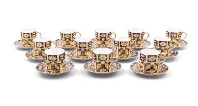 A ROYAL CROWN DERBY COFFEE SERVICE Handpainted in the Imari pattern (2451), comprising of