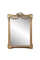 A FRENCH GILTWOOD AND GESSO RECTANGULAR PIER MIRROR, fitted with bevelled glass plate,