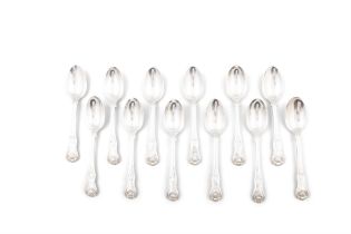 A COLLECTION OF TWELVE FIDDLE AND SHELL PATTERN TABLE SPOONS 6 Dublin, c. 1830,