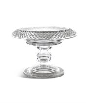 AN IRISH GEORGE III CUT GLASS BOWL ON STAND, of circular form, with inverted rim cut with