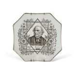 A COMMEMORATIVE OCTAGONAL CHINA PLATE, depicting British Prime Minister, William Gladstone of