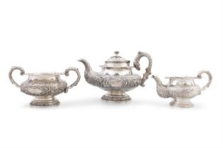 AN IRISH PROVINCIAL SILVER THREE PIECE TEA SERVICE, mark of Kean Mahony, Cork,