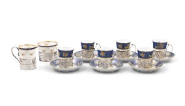 A CHINA COFFEE SERVICE WITH SILVER MOUNTS Comprising of twelve Grafton China pieces including
