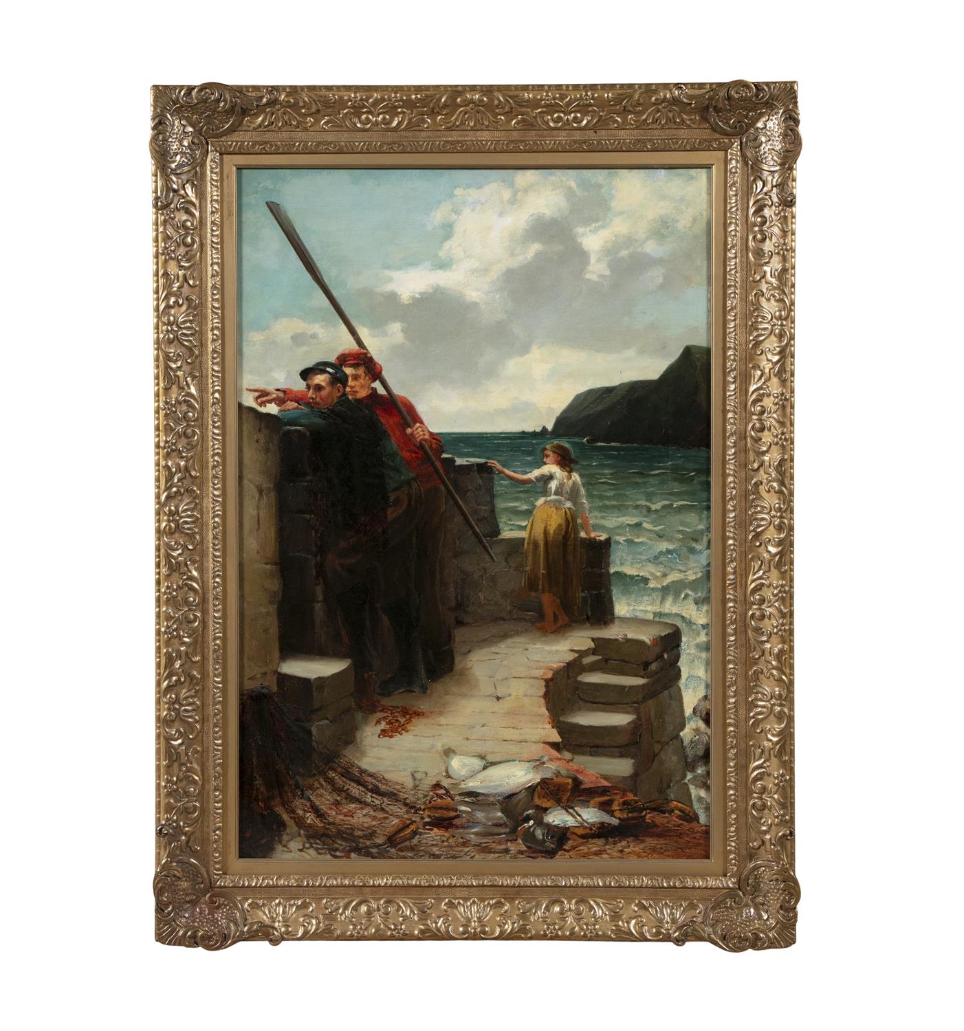 COLIN HUNTER A.R.A (1841-1904) 'A Strange Craft' (1891) Oil on canvas, 76 x 51cm Signed and