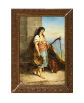 EUROPEAN SCHOOL (19TH CENTURY) Girl with Tambourine Oil on canvas, 59 x 39cm