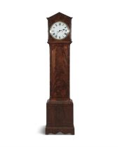 A GEORGE IV MAHOGANY LONGCASE CLOCK the pointed hood enclosing a white enamel dial inked with