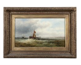 MARTIN M. JACOBI (B. 1839) 'Off Portsmouth Harbour' Oil on canvas, 30.5 x 51cm Signed lower left