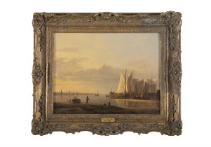 JOHANNES CORNELIS HACCOU (1798-1839) Dutch River Scene Oil on canvas, 30.5 x 40cm Signed