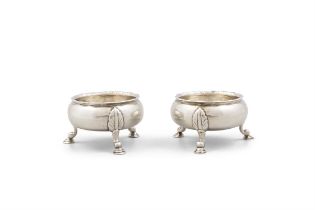 A PAIR OF GEORGE III SILVER SALTS, London c.1762, mark of David Hennell I, each of circular