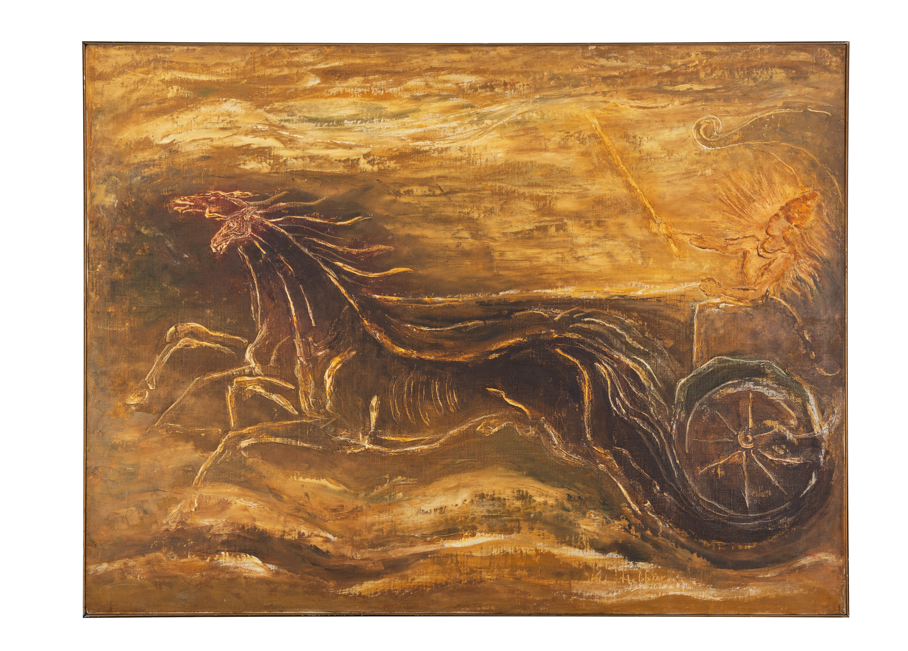 Kattingeri Krishna Hebbar (1911 – 1996) A charioteer Oil on canvas, 76cm x 112cm Signed
