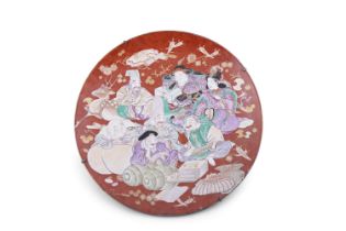 AN IMPORTANT SATSUMA PORCELAIN PLATE, 'THE SEVEN GODS OF HAPPINESS AND FORTUNE' Japan,