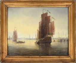 PAUL LOUIS La Rivière des Perles of Whampoa Island Oil on canvas, Signed on lower right