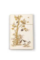 λ A SUPERB SHIBAYAMA AUTUMN DECORATED CARD CASE Japan, Meiji period (1868-1912) Of