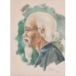 VIETNAMESE SCHOOL, 20TH CENTURY Portrait of an Old Man, 1939 Watercolour on paper, 26.6 x 19.