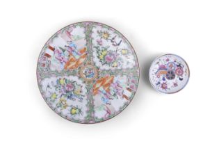 TWO FAMILLE ROSE DISHES, China, 18 - 19th Century of circular shape, decorated in traditional