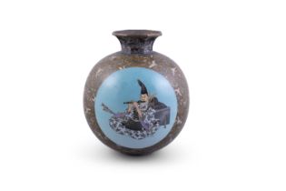 A LARGE CLOISONNÉ ENAMEL GLOBULAR VASE, Japan, Meiji period (1868-1912) with flared