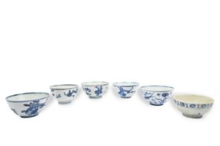 A GROUP OF SIX BLUE AND WHITE BOWLS China for exportation, 18-19th century. Each of similar