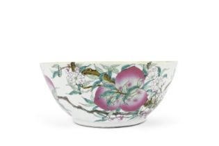AN IMPORTANT FAMILLE ROSE ‘NINE PEACHES’ BOWL 民國 粉彩九桃碗 China, early 20th century.