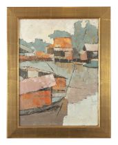 VIETNAMESE SCHOOL (Active Vietnam, 20th century) Saïgon Harbour Oil on canvas Signed and dated