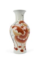 A FAMILLE-ROSE STYLE IRON-RED ‘LOTUS’ VASE China, Jingdezhen, second half of 20th