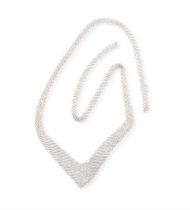 A silver 'Mesh Bib' Necklace, by Elsa Peretti for Tiffany & Co. With tag stamped 'T&CO.