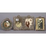 Three antique silver photograph frames (various hallmarks & sizes).