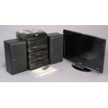 A Kenwood midi audio compact system; & a Panasonic 31” Led television, each with a remote control.