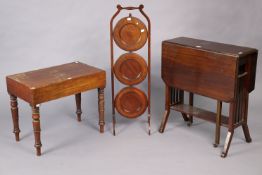 An Edwardian mahogany drop-leaf occasional table 23½” wide x 26” high; together with an Edwardian