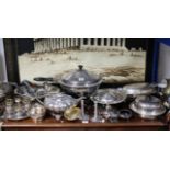 Various items of platedware & cutlery.