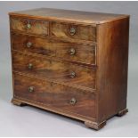 A Georgian mahogany chest with moulded edge to the rectangular top, fitted two short & three long