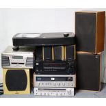 A Trio AM-FM stereo receiver (KR-2300); two pioneer receivers; a pair of Medway speakers, etc.