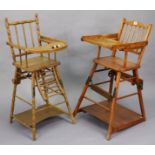 Two wooden toddlers high/low chairs.