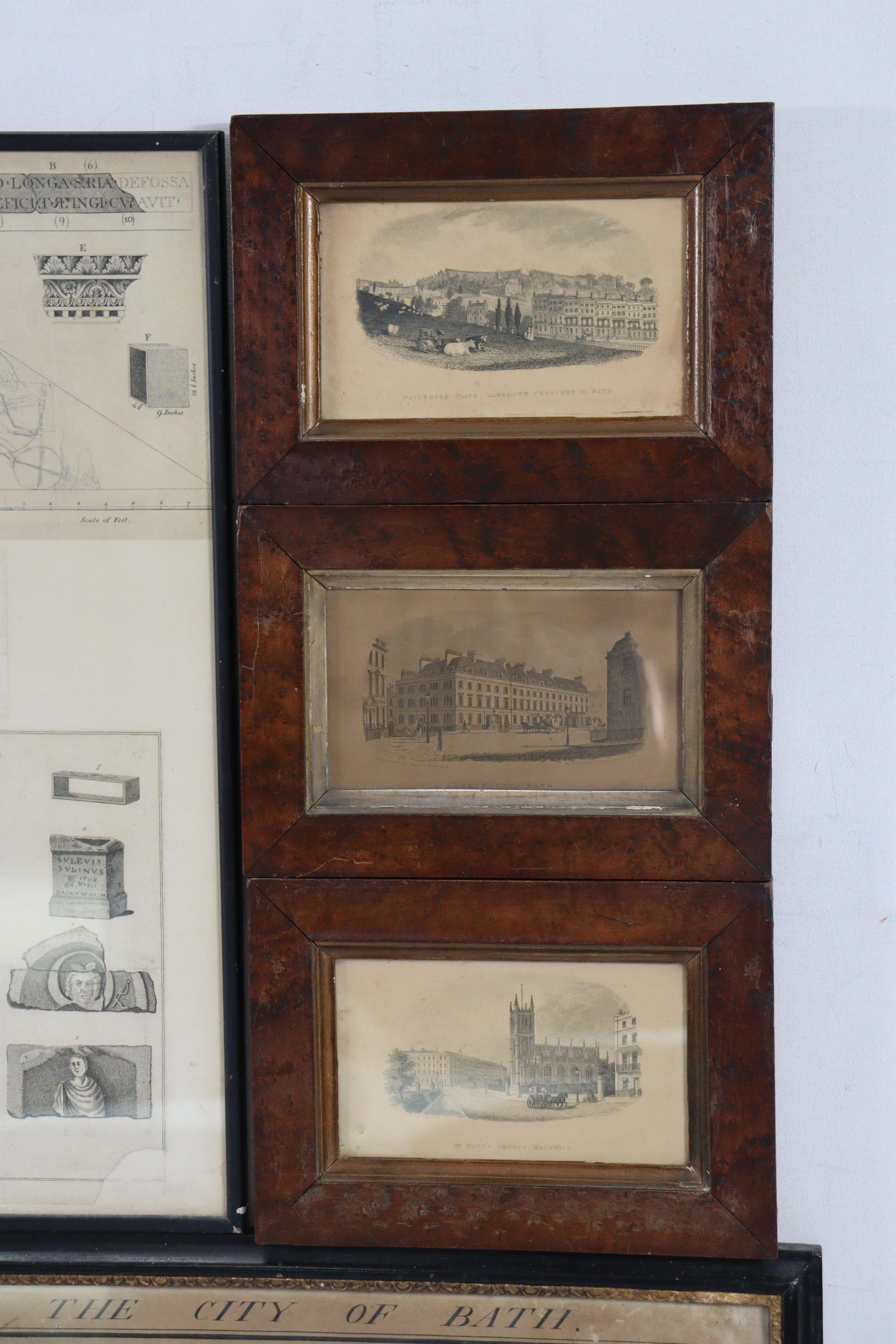 A set of ten 19th century black & white engravings of Bath views, 3¾” x 6¼”, in matching glazed - Image 7 of 11