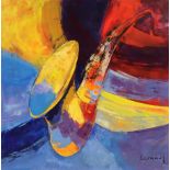 VASILE LEONDAR (b.1957) “Jazzy Tunes”, signed “Leondar” lower right, oil on canvas: 39½”x39½”, in