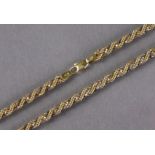 A 9ct yellow & white gold rope-twist necklace, 18” long. (13.8g)