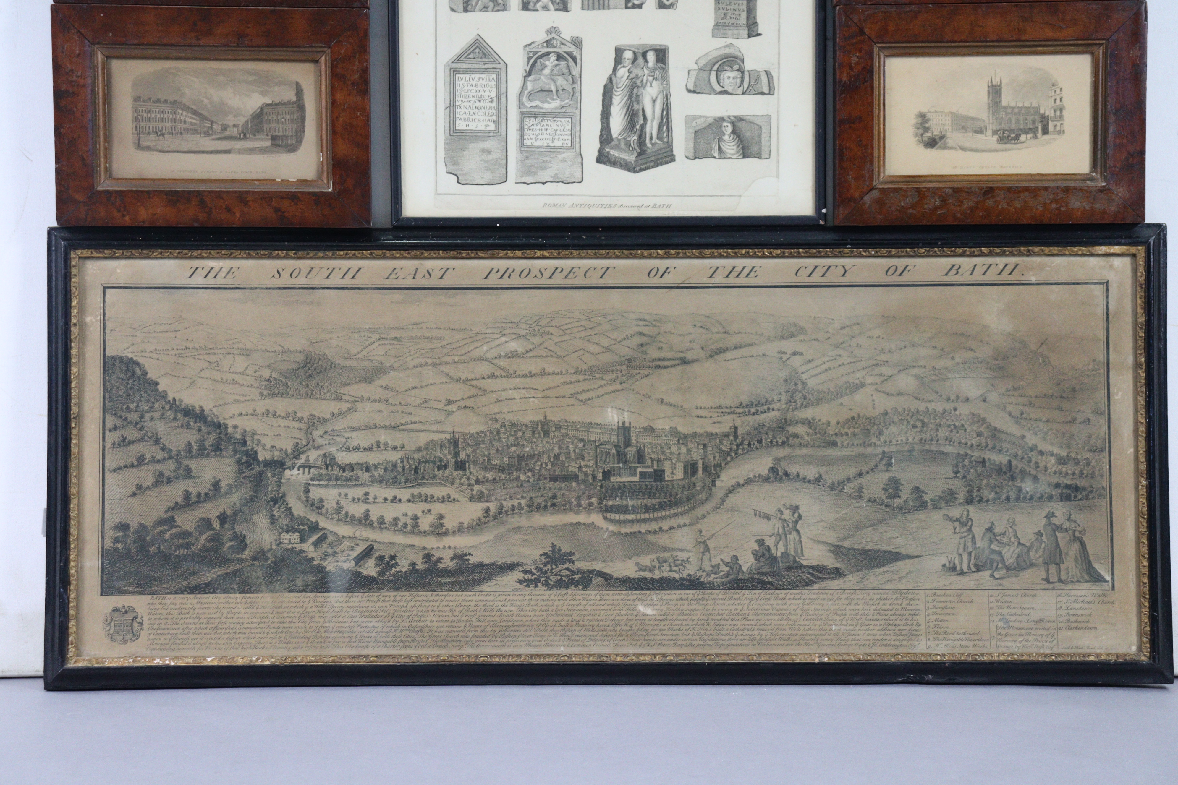 A set of ten 19th century black & white engravings of Bath views, 3¾” x 6¼”, in matching glazed - Image 3 of 11