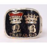 AN IMPORTANT GOLD & ENAMEL MOURNING RING FOR VICE ADMIRAL 1st VISCOUNT LORD NELSON KB, 1st DUKE OF