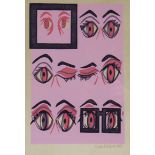 LINDA A. WARD (British, 20th century) A study of eyes; coloured etching on cream paper; signed &