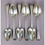 Six George III silver Old English table spoons – odd dates & makers (12.5oz).