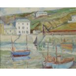 ERNEST FRANCIS PEIRCE (1887-1961) A Cornish harbour with moored fishing boards; signed lower left;