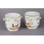 A pair of Richard Ginori of Italy porcelain cache pots, with painted chinoiserie-style decoration in