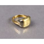 A 22ct gold, yellow metal & white metal signet ring, the shank marked “22ct”, the heavy yellow metal