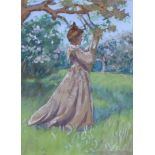 JEANETTE W. MCMULLIN (Boston, Massachusetts, early 20th century). Girl in an orchard wearing long